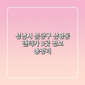 성남시 분당구 삼평동 렌터카 3곳 정보 총정리