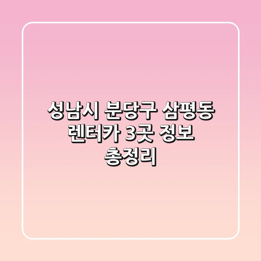 성남시 분당구 삼평동 렌터카 3곳 정보 총정리