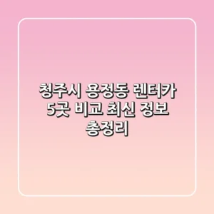 청주시 용정동 렌터카 5곳 비교: 최신 정보 총정리