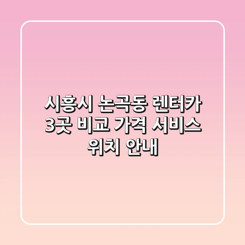 시흥시 논곡동 렌터카 3곳 비교 - 가격, 서비스, 위치 안내