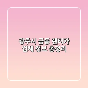 광주시 금동 렌터카 업체 정보 총정리