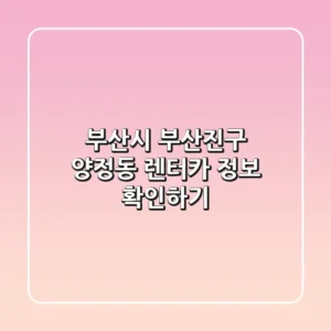 부산시 부산진구 양정동 렌터카 정보 확인하기