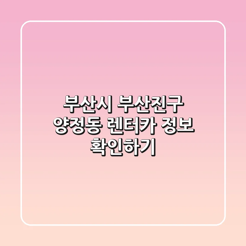 부산시 부산진구 양정동 렌터카 정보 확인하기