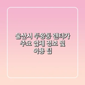 울산시 두왕동 렌터카: 주요 업체 정보 및 이용 팁