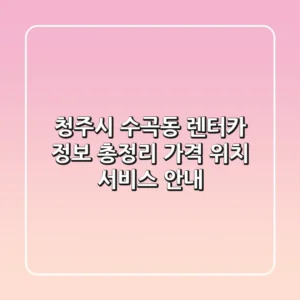 청주시 수곡동 렌터카 정보 총정리 - 가격, 위치, 서비스 안내