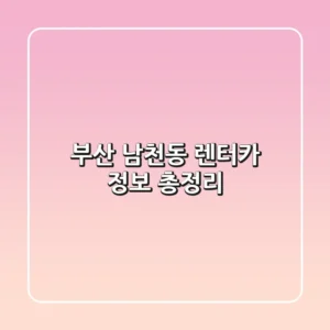 부산 남천동 렌터카 정보 총정리