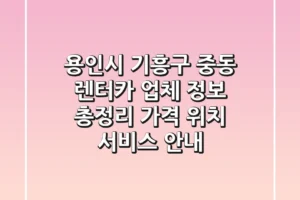 용인시 기흥구 중동 렌터카 업체 정보 총정리 – 가격, 위치, 서비스 안내