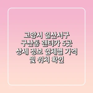 고양시 일산서구 구산동 렌터카 5곳 상세 정보 - 업체별 가격 및 위치 확인