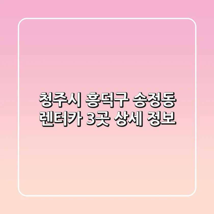청주시 흥덕구 송정동 렌터카 3곳 상세 정보