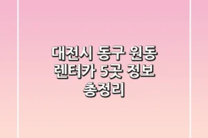 대전시 동구 원동 렌터카 5곳 정보 총정리