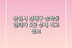 창원시 진해구 송학동 렌터카 5곳 상세 비교 정보