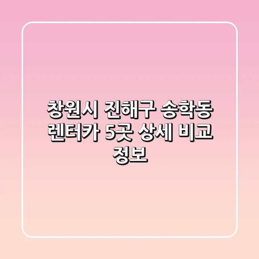 창원시 진해구 송학동 렌터카 5곳 상세 비교 정보