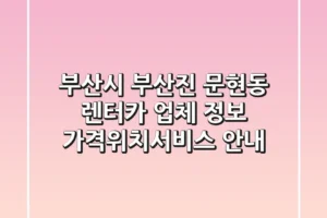 부산시 부산진 문현동 렌터카 업체 정보 – 가격/위치/서비스 안내
