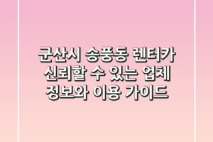 군산시 송풍동 렌터카: 신뢰할 수 있는 업체 정보와 이용 가이드