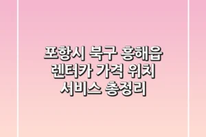 포항시 북구 흥해읍 렌터카: 가격, 위치, 서비스 총정리