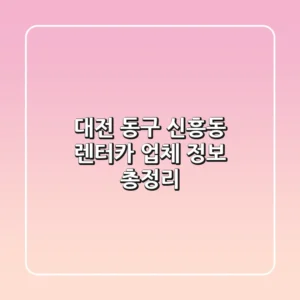 대전 동구 신흥동 렌터카 업체 정보 총정리
