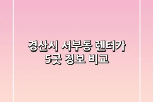 경산시 서부동 렌터카 5곳 정보 비교
