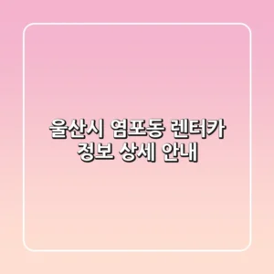 울산시 염포동 렌터카 정보 상세 안내