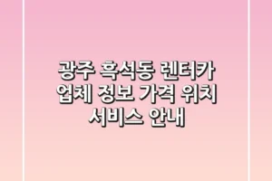 광주 흑석동 렌터카 업체 정보: 가격, 위치, 서비스 안내