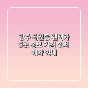 광주 태전동 렌터카 5곳 정보 - 가격, 위치, 예약 안내