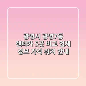 광명시 광명7동 렌터카 5곳 비교 - 업체 정보, 가격, 위치 안내