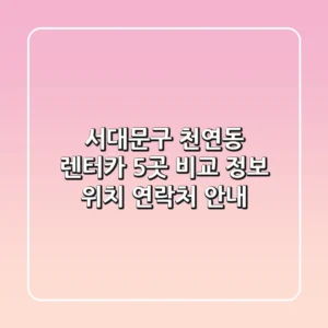 서대문구 천연동 렌터카 5곳 비교 정보 - 위치, 연락처 안내