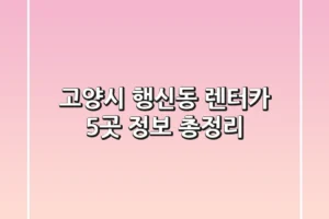 고양시 행신동 렌터카 5곳 정보 총정리