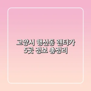 고양시 행신동 렌터카 5곳 정보 총정리