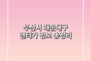 부산시 해운대구 렌터카 정보 총정리