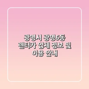 광명시 광명6동 렌터카 업체 정보 및 이용 안내