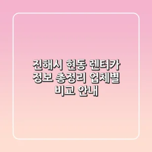 진해시 현동 렌터카 정보 총정리 - 업체별 비교 안내