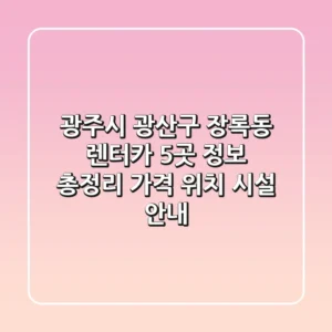 광주시 광산구 장록동 렌터카 5곳 정보 총정리: 가격, 위치, 시설 안내