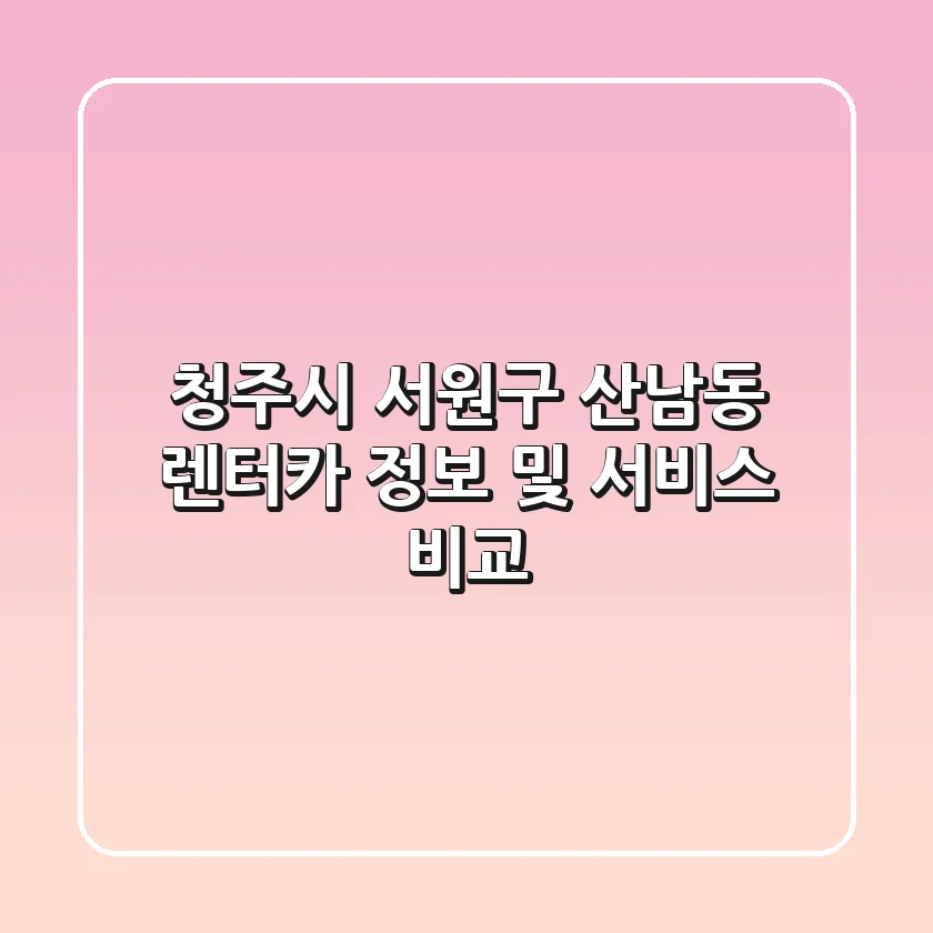 청주시 서원구 산남동 렌터카 정보 및 서비스 비교