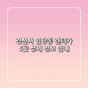 경산시 임당동 렌터카 5곳 상세 정보 안내