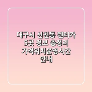 대구시 신천동 렌터카 5곳 정보 총정리 - 가격/위치/운영시간 안내
