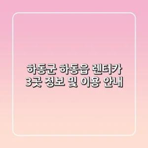 하동군 하동읍 렌터카 3곳 정보 및 이용 안내