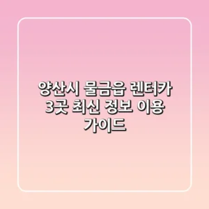 양산시 물금읍 렌터카 3곳 최신 정보 - 이용 가이드