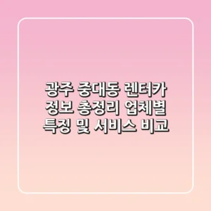 광주 중대동 렌터카 정보 총정리: 업체별 특징 및 서비스 비교