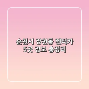 순천시 장천동 렌터카 5곳 정보 총정리