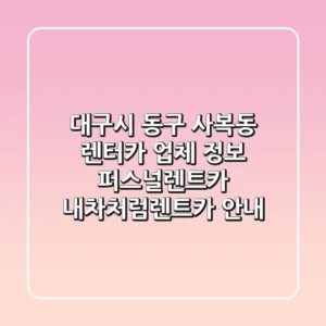 대구시 동구 사복동 렌터카 업체 정보 - 퍼스널렌트카, 내차처럼렌트카 안내