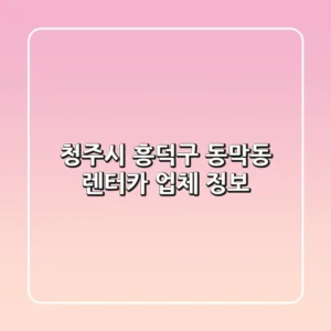 청주시 흥덕구 동막동 렌터카 업체 정보