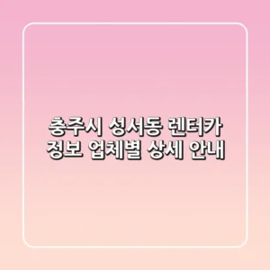 충주시 성서동 렌터카 정보: 업체별 상세 안내