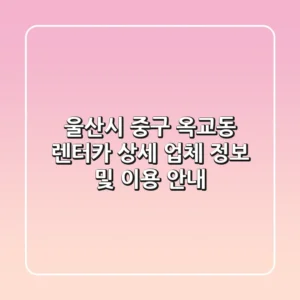 울산시 중구 옥교동 렌터카: 상세 업체 정보 및 이용 안내