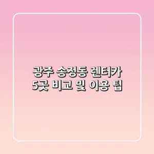 광주 송정동 렌터카 5곳 비교 및 이용 팁