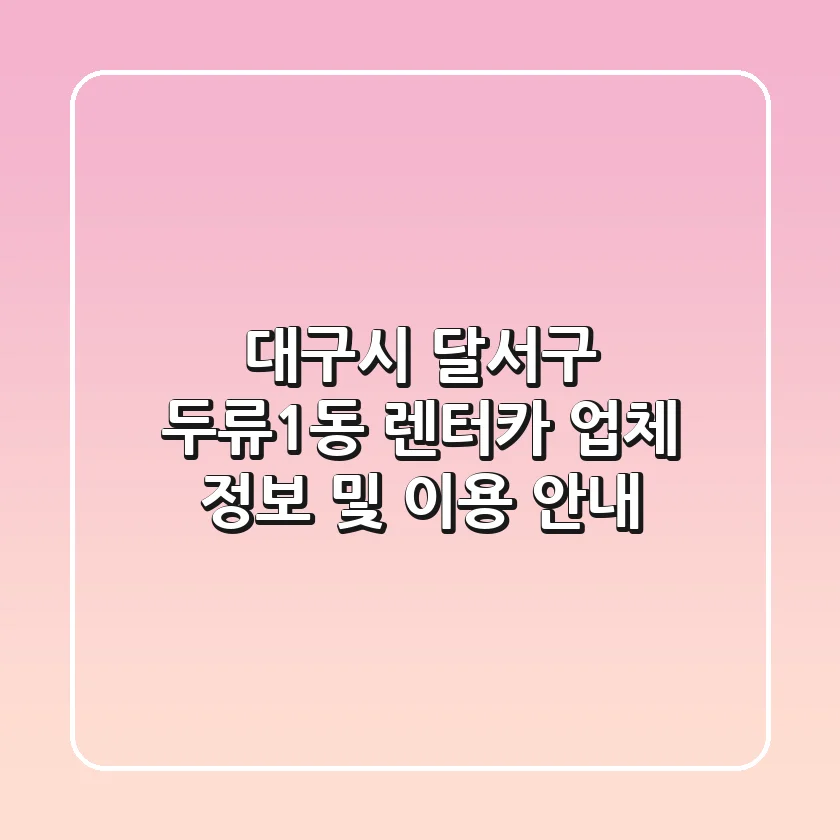 대구시 달서구 두류1동 렌터카 업체 정보 및 이용 안내