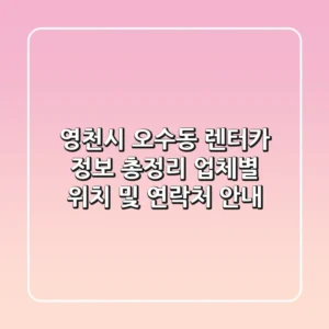 영천시 오수동 렌터카 정보 총정리 - 업체별 위치 및 연락처 안내