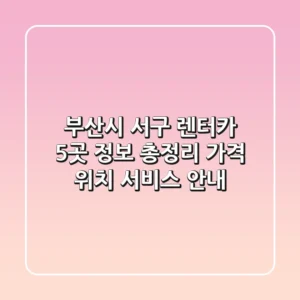 부산시 서구 렌터카 5곳 정보 총정리 - 가격, 위치, 서비스 안내