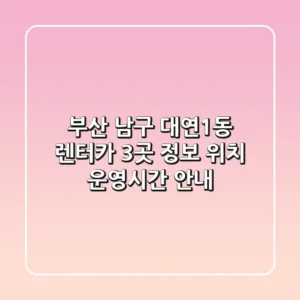 부산 남구 대연1동 렌터카 3곳 정보 - 위치, 운영시간 안내