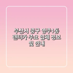 부산시 중구 영주1동 렌터카: 주요 업체 정보 및 안내