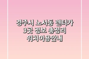 경주시 노서동 렌터카 3곳 정보 총정리 – 위치/이용안내